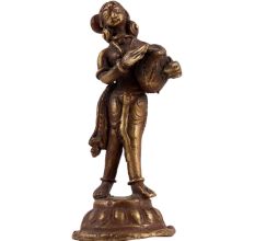 Brass Statue Of A Drummer In Antique Finish