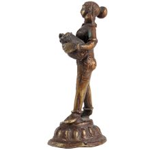 Brass Statue Of A Drummer In Antique Finish