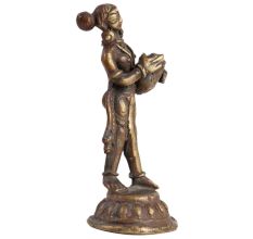 Brass Statue Of A Drummer In Antique Finish
