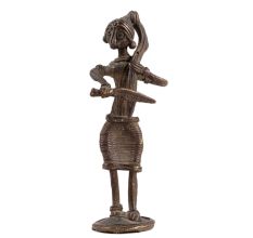 Lady Combing Hair Dhokra Brass Statue