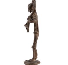 Lady Combing Hair Dhokra Brass Statue