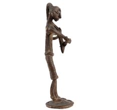Lady Combing Hair Dhokra Brass Statue