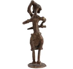 Lady Combing Hair Dhokra Brass Statue
