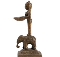 Brass Deep Lakshmi Oil Lamp on Elephant