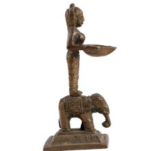 Brass Deep Lakshmi Oil Lamp on Elephant