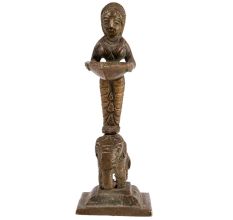 Brass Deep Lakshmi Oil Lamp on Elephant