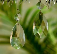 Clear Glass Tear Drop Hanging Crystal Set of 20