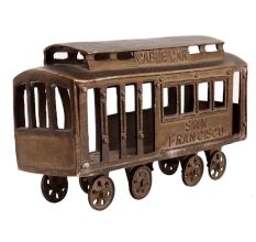 San Francisco Brass Cable Car with Moveable Wheels