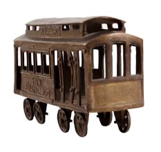 San Francisco Brass Cable Car with Moveable Wheels