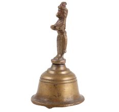 Handheld Brass Bhakti Bell with Lord Hanuman Finial