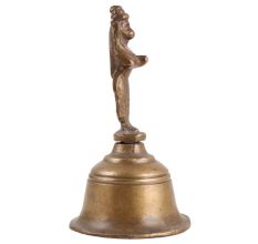Handheld Brass Bhakti Bell with Lord Hanuman Finial