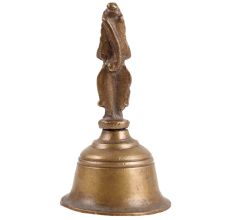 Handheld Brass Bhakti Bell with Lord Hanuman Finial