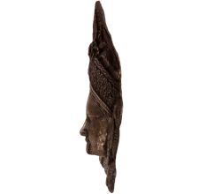 Brass Goddess Durga Face Wall Hanging In Dark Finish