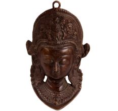 Brass Tibetan Guanyin Kwan-yin Goddess Head Wall Hanging