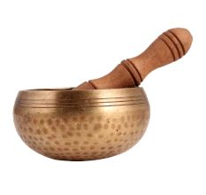 Hand Hammered Brass Tibetan Singing Bowl With Wooden Mallet