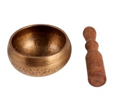 Hand Hammered Brass Tibetan Singing Bowl With Wooden Mallet