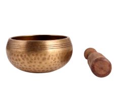 Hand Hammered Brass Tibetan Singing Bowl With Wooden Mallet