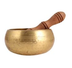Brass Singing Bowl With Deep Sound With Wooden Mallet