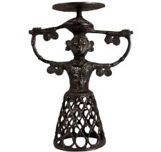 Tribal BrassÂ Woman Candle Holder In Net Design