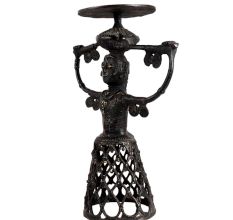 Tribal BrassÂ Woman Candle Holder In Net Design