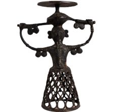 Tribal BrassÂ Woman Candle Holder In Net Design