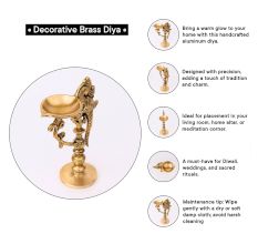 Brass Peacock Handle Diya With Stand