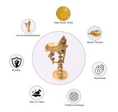 Brass Peacock Handle Diya With Stand