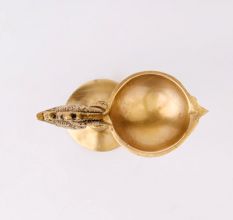 Brass Peacock Handle Diya With Stand