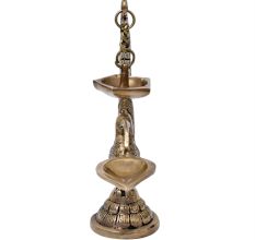 Brass Diya Stand Holder With Peacock Bird Design