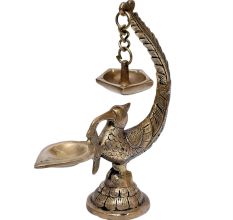 Brass Diya Stand Holder With Peacock Bird Design
