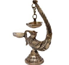Brass Diya Stand Holder With Peacock Bird Design