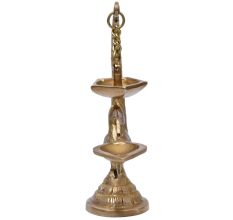 Golden BrassÂ Peacock Showpiece With 6 Wick Diya