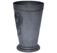 Mix Metal Rose Flower Embossed Mughlai Glass In Silver Finish