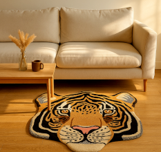 Rug Hand Tufted Woolen Tiger Face Rug