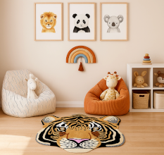 Rug Hand Tufted Woolen Tiger Face Rug