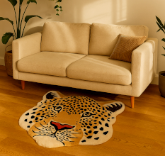 Hand tufted Rug Woolen Himalayan Leopard Head Rug