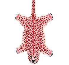 Hand Tufted Rug Pink And Red Wool Loony Leopard Rug