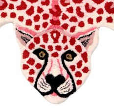 Hand Tufted Rug Pink And Red Wool Loony Leopard Rug