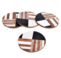 Wooden And Resin Geometric Coasters Set of 4 Kitchen Accessory