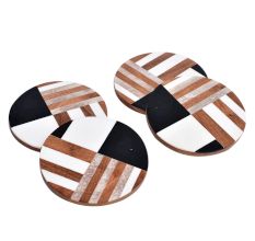 Wooden And Resin Geometric Coasters Set of 4 Kitchen Accessory