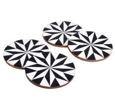 Kaleidoscope Pattern Wooden And Resin Coasters Inn Set Of 4