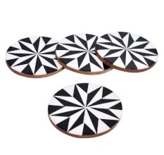 Kaleidoscope Pattern Wooden And Resin Coasters Inn Set Of 4