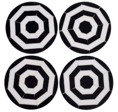 Wood And Resin Black and White Geometrical DesignÂ In Set Of 4