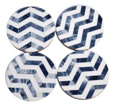 White And Resin Wood And Resin Chevron Coasters In Set of 4