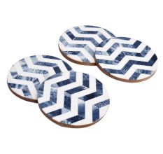 White And Resin Wood And Resin Chevron Coasters In Set of 4