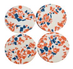 Rust Neutrals Round Terrazzo Style Coasters Made With Wood And Resin Set Of 4