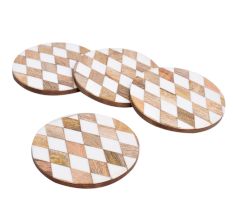 Wood and Resin Fashionable Geometry Coasters In Set of 4