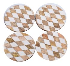 Wood and Resin Fashionable Geometry Coasters In Set of 4