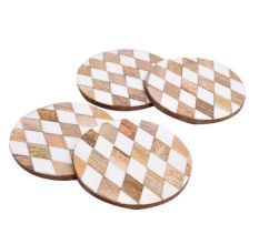 Wood and Resin Fashionable Geometry Coasters In Set of 4