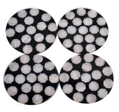 Round Resin and Wood Coasters Set of 4 In Honeycomb Pattern
